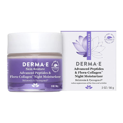 DERMA E Hidratante nocturno con Péptidos avanzados y Flora Colágeno