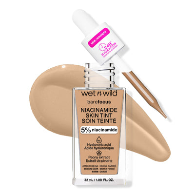 WET N WILD Barefocus Niacinamide Skin Tint 5% Niacinamide Amber Beige 32 ml
