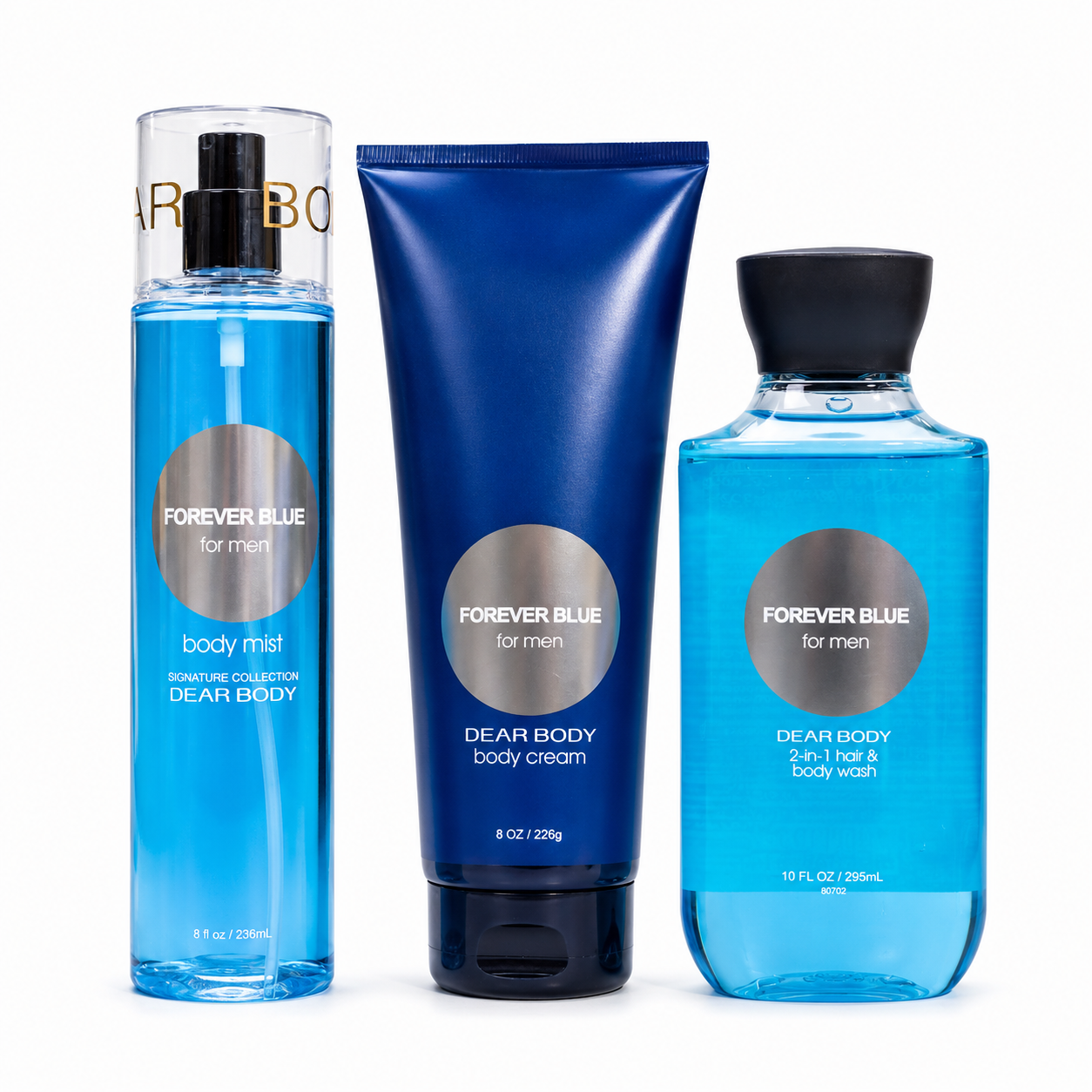 Trio Dear Body Forever Blue Body wash 295 ml , Body Cream 226g y Body Mist 236 mL