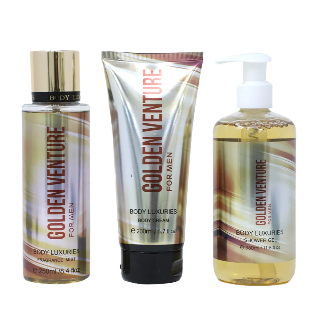 ESTUCHE PARA HOMBRE GOLDEN VENTURE (FRAGANCE MIST 250ML+SHOWER GEL+ BODY CREAM 200ML)