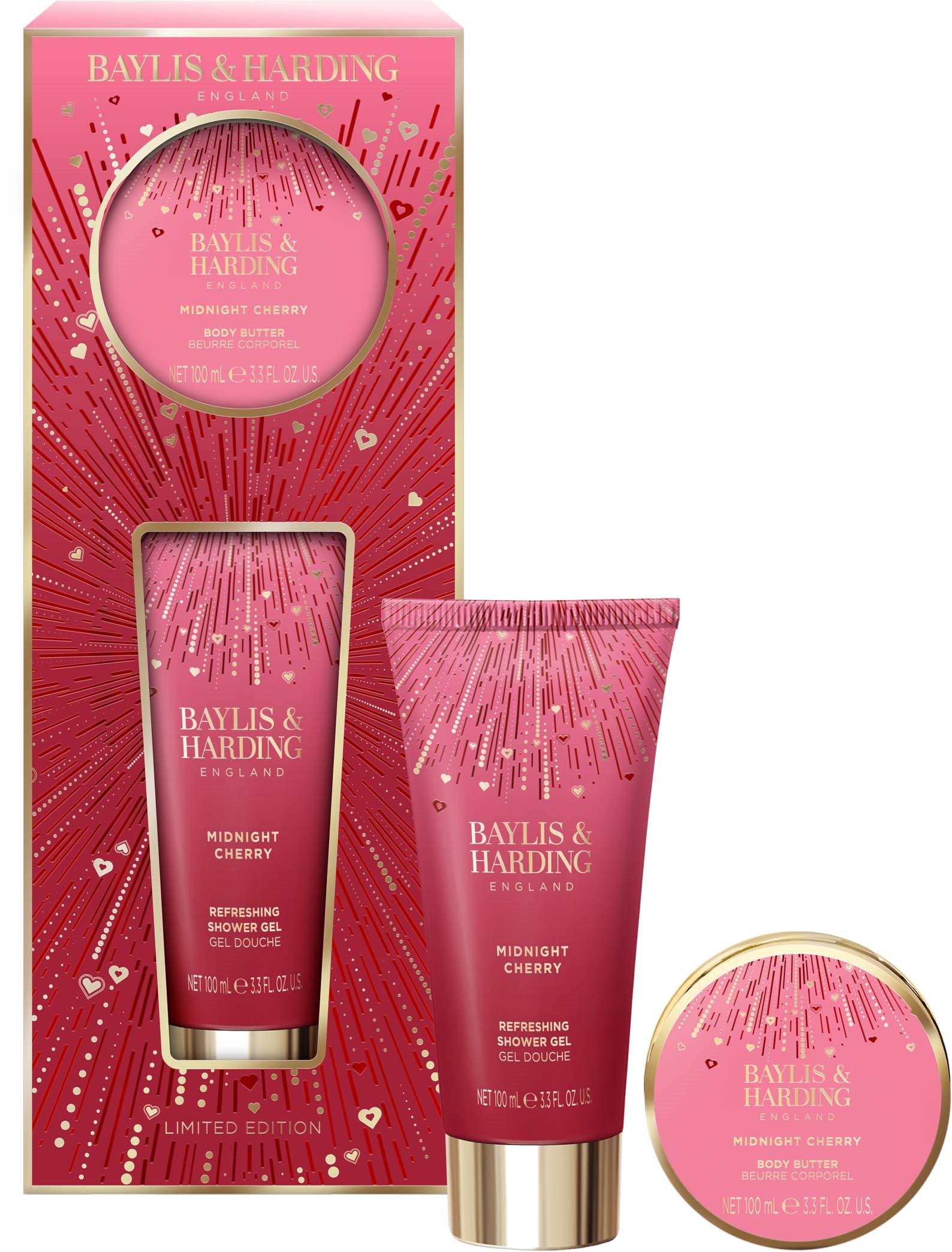 BAYLIS & HARDING Midnight Cherry Indulgent Body Pamper Duo Gift Set