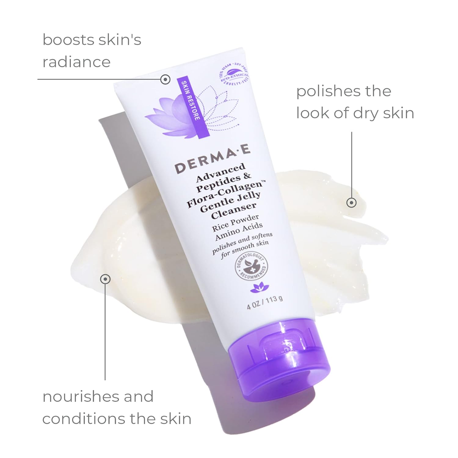 DERMA E ADVANCED PEPTIDES & FLORA-COLLAGEN GENTLE JELLY CLEANSER