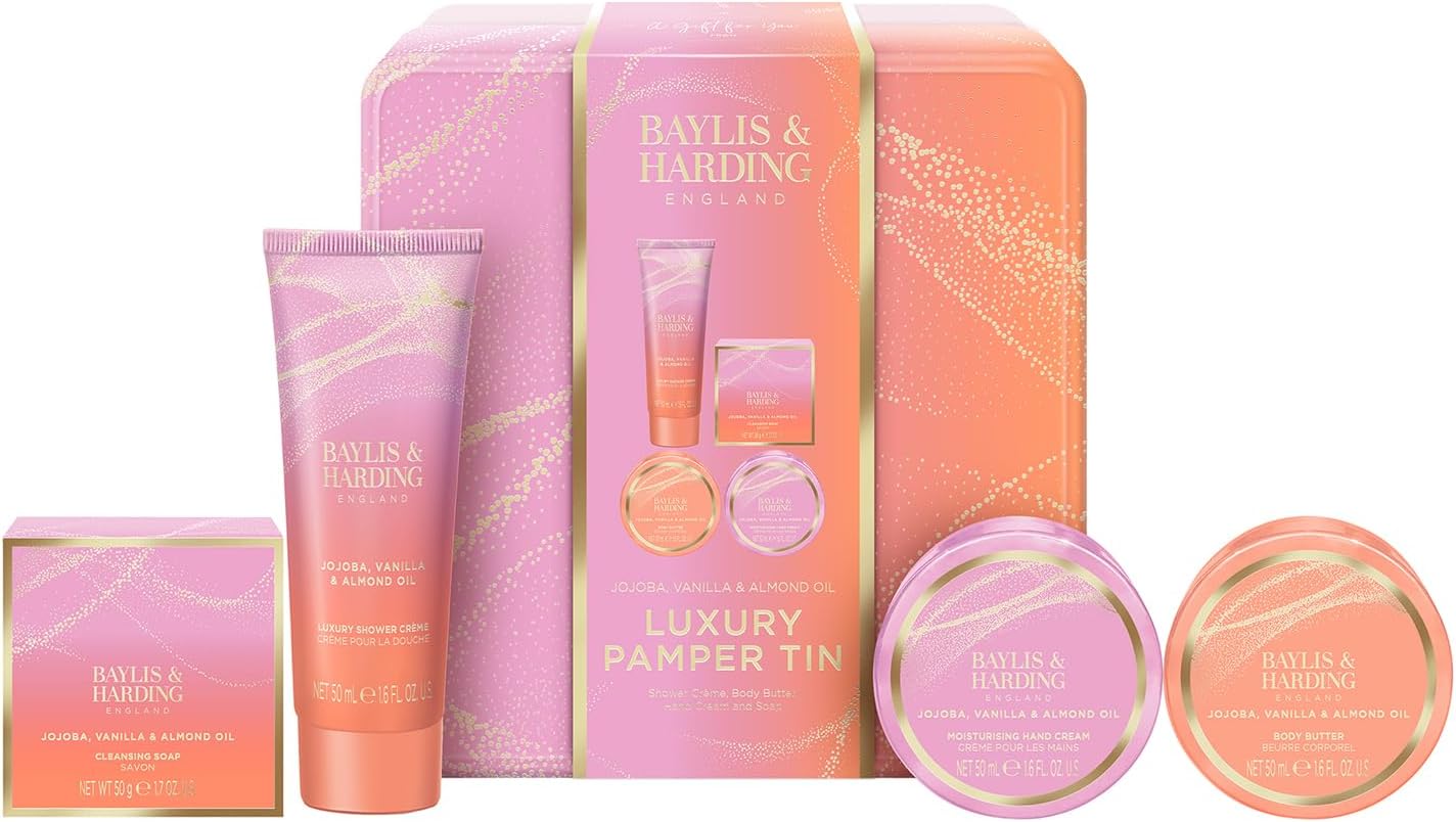 BAYLIS & HARDING Jojoba, Vanilla & Almond Oil Luxury Pamper Tin Gift Set