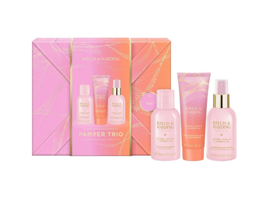 BAYLIS & HARDING Jojoba, Vanilla & Almond Gift Wrapped Pamper Trio Gift Set