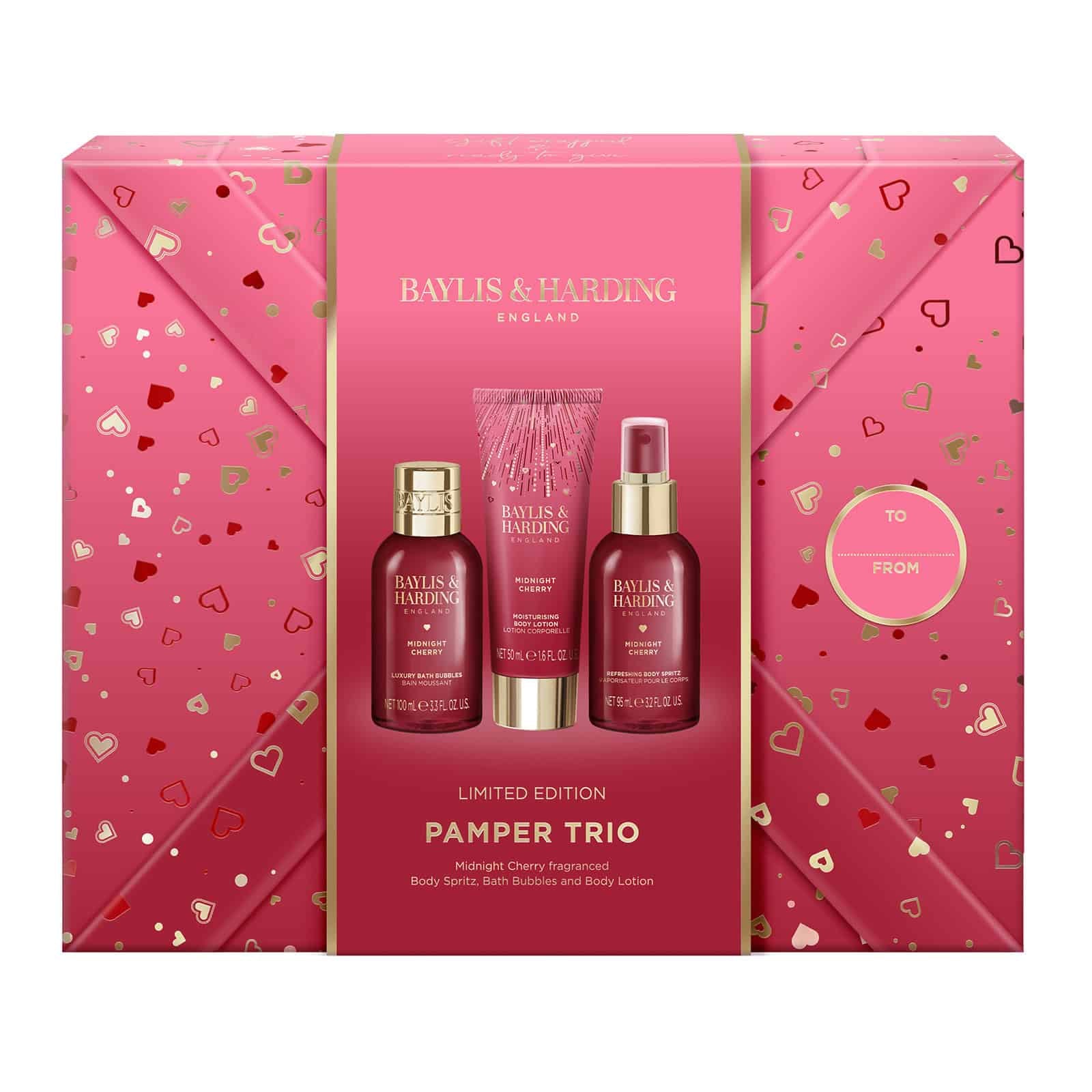 BAYLIS & HARDING Midnight Cherry Gift Wrapped Pamper Trio Gift Set