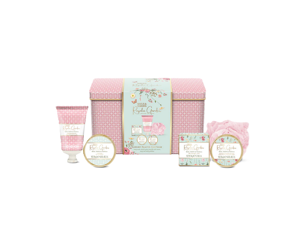 BAYLIS & HARDING Royale Garden Rose, Poppy & Vanilla Luxury Pamper Keepsake Tin Gift Set