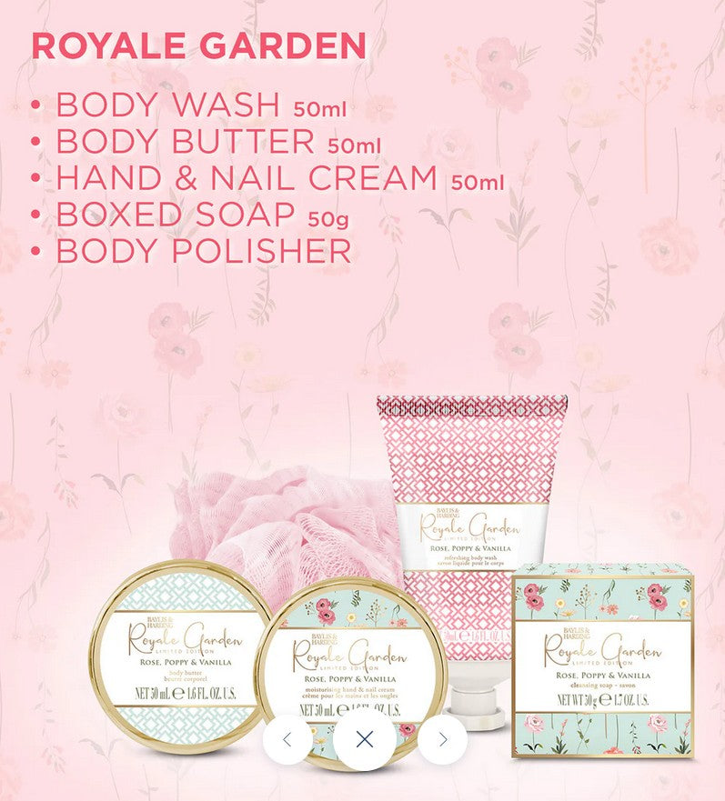BAYLIS & HARDING Royale Garden Rose, Poppy & Vanilla Luxury Pamper Keepsake Tin Gift Set