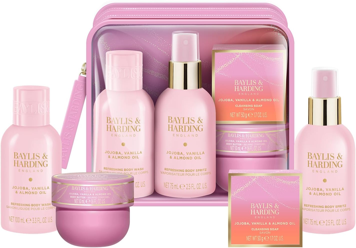 BAYLIS & HARDING Jojoba, Vanilla & Almond Oil Luxury Travel Wash Bag Gift Set
