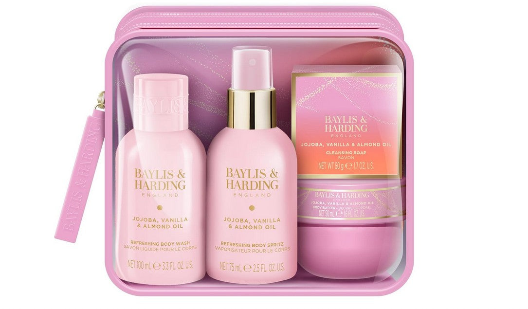 BAYLIS & HARDING Jojoba, Vanilla & Almond Oil Luxury Travel Wash Bag Gift Set
