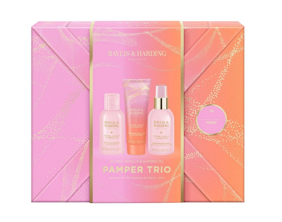 BAYLIS & HARDING Jojoba, Vanilla & Almond Gift Wrapped Pamper Trio Gift Set